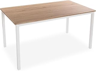 Versa Amaia Mesa de Comedor para Cocina, Terraza, Jardín o Comedor, Medidas (Al x L x An) 76 x 80 x 140 cm, Madera y Metal, Color Blanco