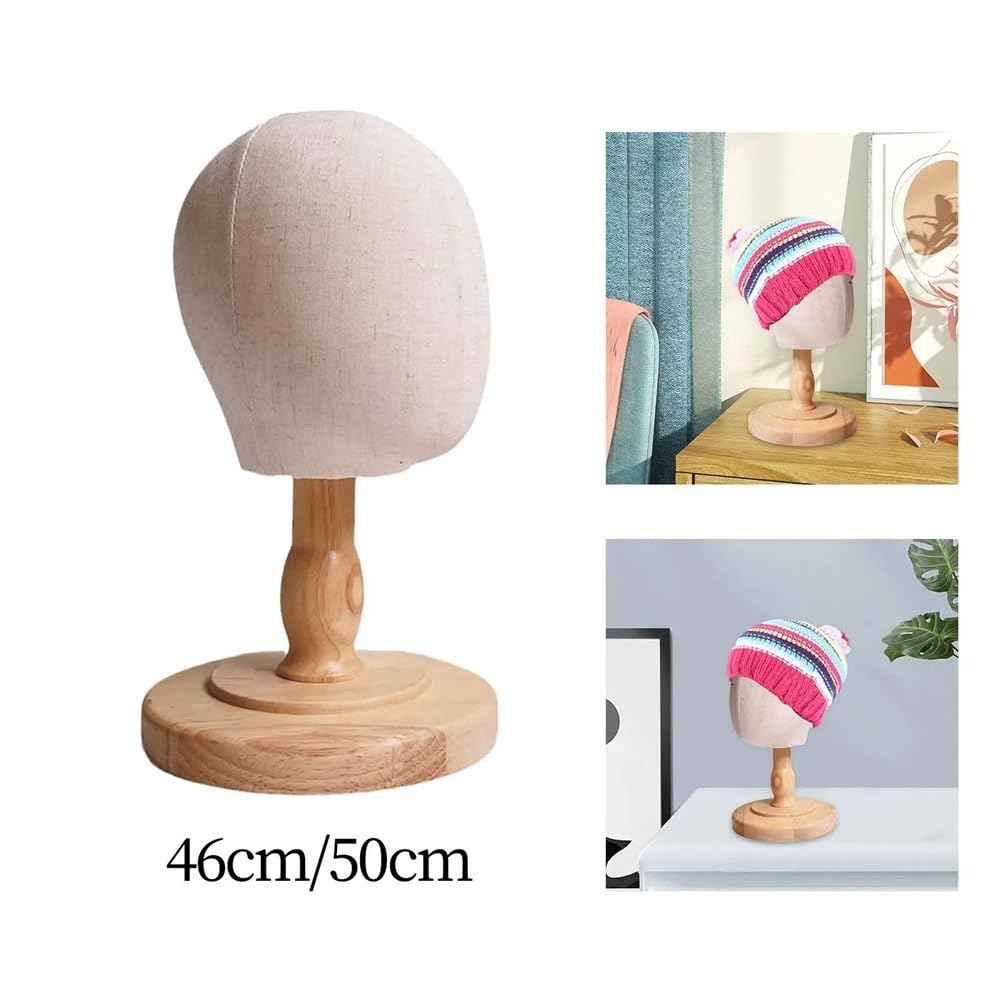 Wig Stand Perückenständer mit abnehmbarem Holzständer, Mehrzweck-Mannequinkopf-Hut-Displayhalter, Kuppelmodellkopf for den Haushaltssalon Wig Display Holder(50cm)