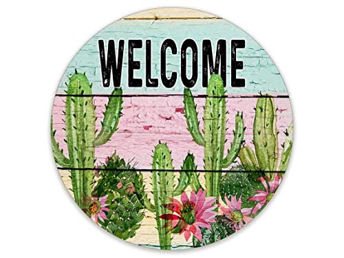 Cactus Weathered Wood Wreath Sign Rustic Succulent Wreath Attachment Vintage