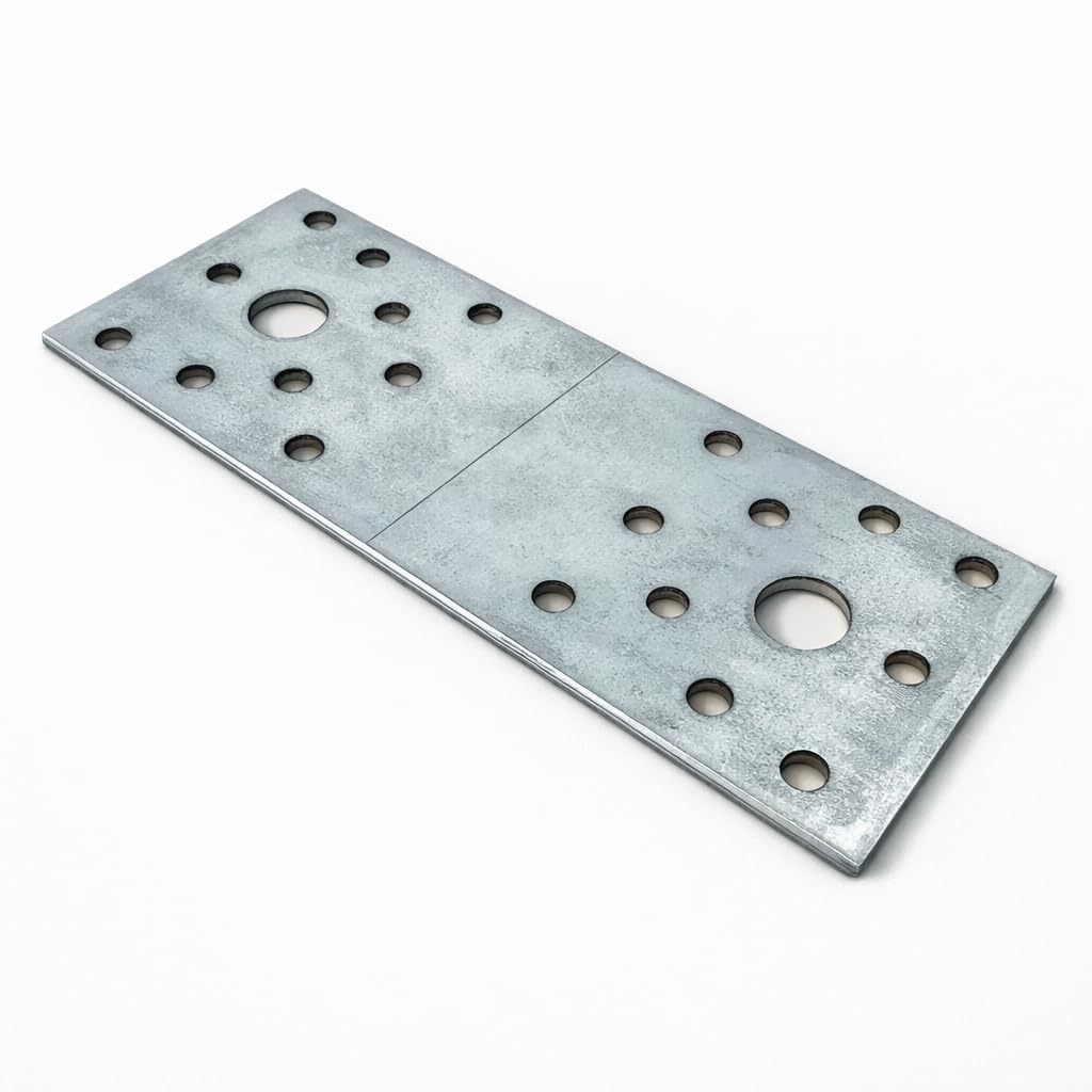 140mm x 55mm (Pack of 20) LP2 Galvanised Perforated Flat Plate Connector Joining Plates Metal Brace Brackets for Wood 2.5mm Thick Steel - K08A