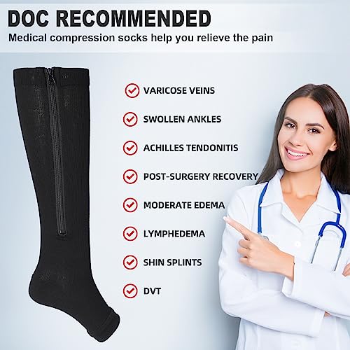 Image of Ktinnead 2 Pairs Zipper Compression Socks for Women Men
