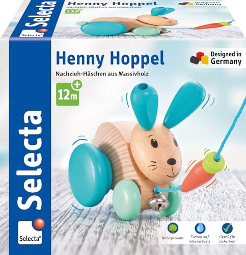 Selecta 62100 Henny Hoppel, Nachzieh-Hase, Schiebe-und Nachziehspielzeug...