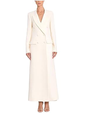 Womens Double Breasted Long Dress Blazer Office Work Banquet Coat