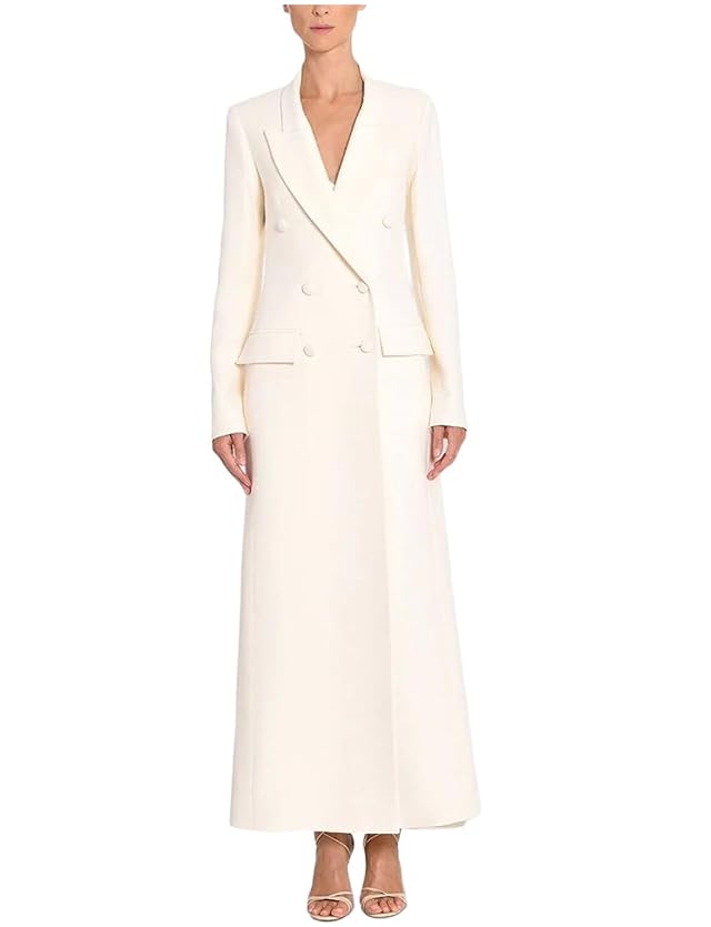 Womens Double Breasted Long Dress Blazer Office Work Banquet Coat