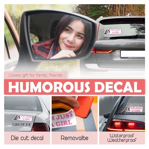 Image of Im Just A Girl Sticker - Versatile Cat Car Decal Set, Durable Automotive Exterior Accessories, Ideal for All Vehicles
