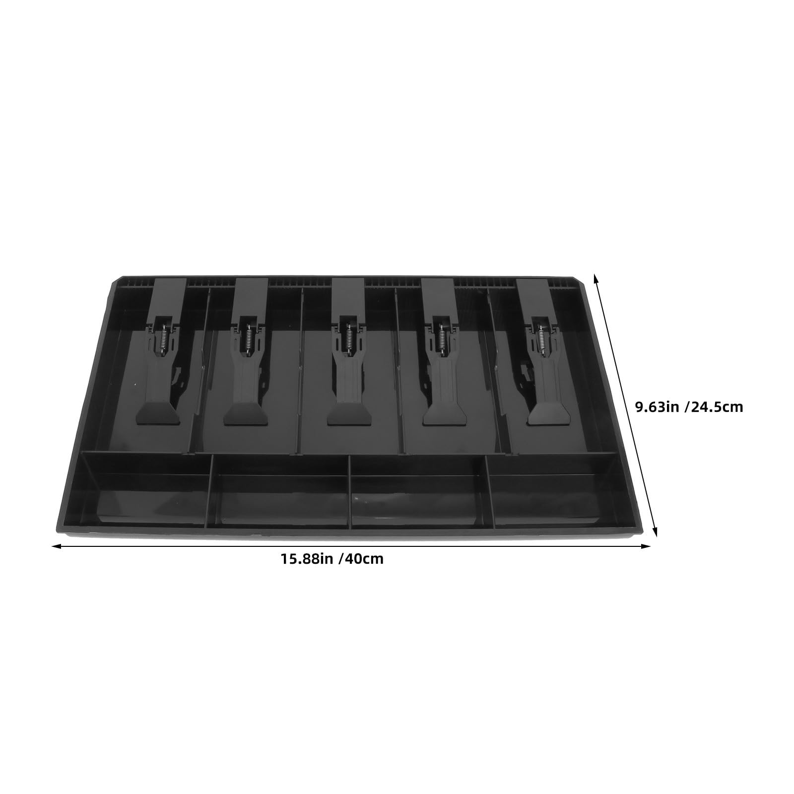 Mikikit 2 Pezzi Vassoio per Cassa in Abs Nero con 5 Scomparti per Banconote e 4 per Monete, Organizzatore Efficiente per Banconi di Cassa e Supermercati