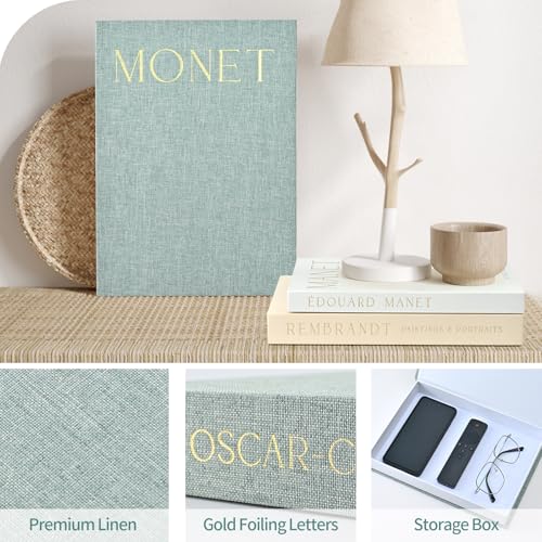 Beautiful Decorative Books - Set of 3 Linen Storage Boxes for Coffee Table, Bookshelf or Mantel Decor - Aesthetic Fake/Faux Books for Modern Home Decoration, Photo Storage and as a Keepsake Box - Image 3