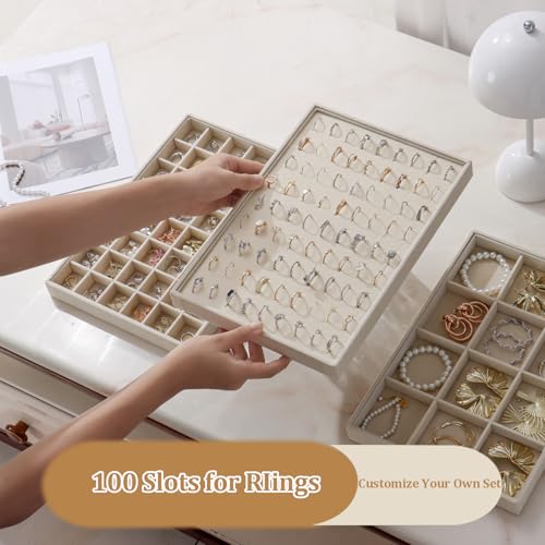 Image of Large Velvet Jewelry Tray Display Drawer Inserts 2 Pack