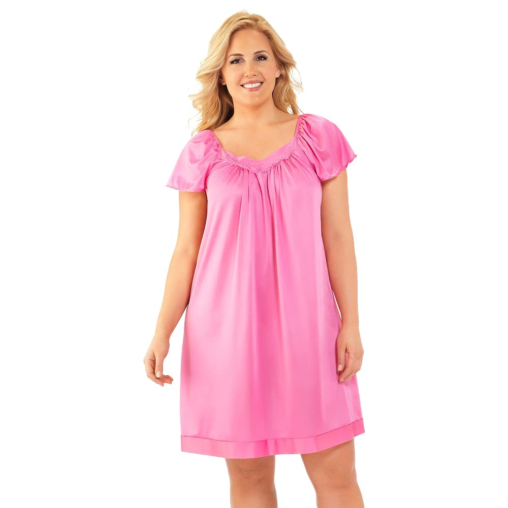 Exquisite Form30109 Women's Nylon Tricot Flutter Sleeve Short Knee Length Nightgown