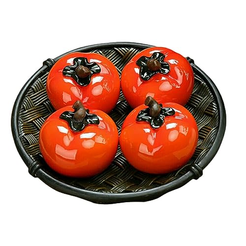 Wakauto Artificial Persimmon Fake Fruit with Tray,Realistic Simulation Persimmon Decorative Lifelike Faux Fruit Model Props for Home Party Kitchen Festival Decoration Set of 4 Wakauto Artificial Persimmon Fake Fruit with Tray,Realistic Simulation Persimmon Decorative Lifelike Faux Fruit Model Props for Home Party Kitchen Festival Decoration Set of 4
