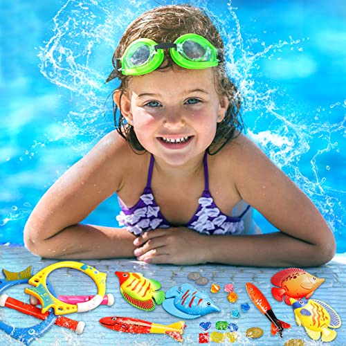Quanquer Pool Toys 60 Pack - Swimming Diving Toys for Kids Ages 4-8 8-12 Adults Family Includes Diving Sticks, Dive Mermaids, Torpedo, Gems, Fish Toys Etc with Storage Bag for Training Games Swim Fun - Thumbnail 3