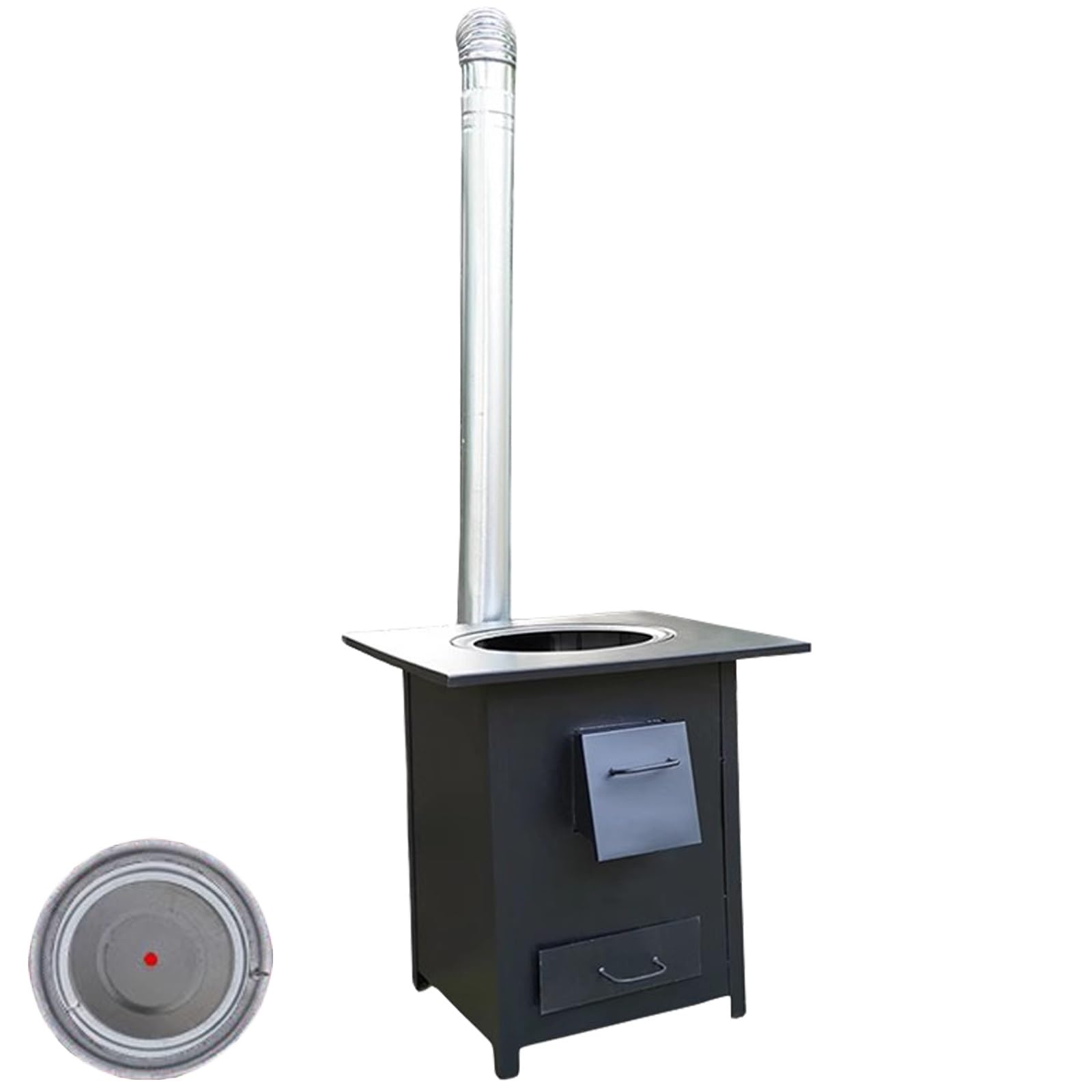 Stufa a Legna con Canna Fumaria, Stufe a Legna da Campeggio in Acciaio al Manganese per Uso Intensivo, Ideale per Cucinare e Riscaldare, Ideale per Giardino, Campeggio e Barbecue