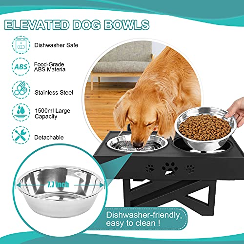 URPOWER Elevated Dog Bowls Adjustable Raised Dog Bowl with 2 Stainless Steel 1.5L Dog Food Bowls Stand Non-Slip No Spill… - Image 5