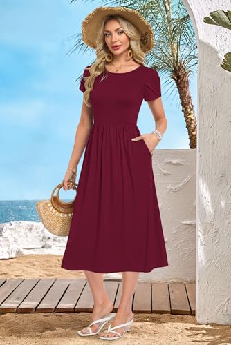 Femmes robes d'été de midi MOLERANI robe chic décontractée bordeaux taille L