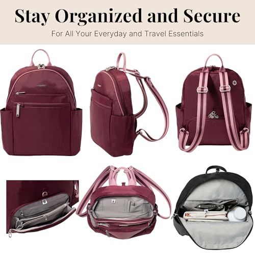 Image of Baggallini Securtex Anti-theft Vacation Travel Backpack 10x13 Daypack w /Locking Zippers & RFID Wallet Slash-Resistant