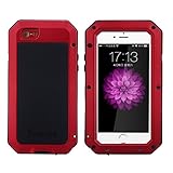 iPhone 6S Case, iPhone 6 Case, Joopapa Shockproof Dustproof Waterproof Aluminum Alloy Metal Gorilla Glass Cover Case For Apple iPhone 6S/6 4.7 inch (Red)