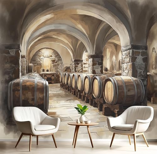 Papier Peint Cave à vin déco murale maison style industriel 3D - 2