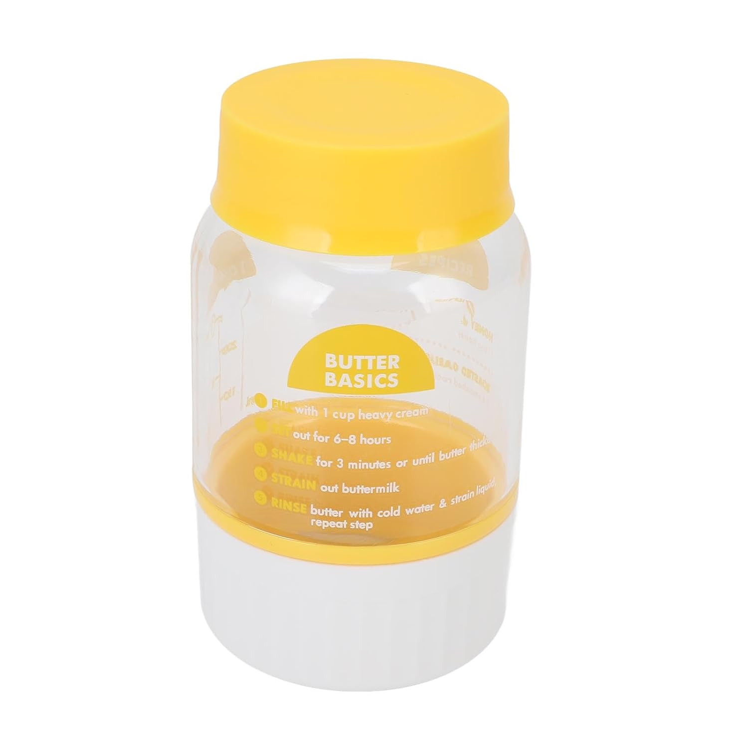 Butter Maker Cup - 3 Minute Homemade Butter Maker with Strainer and Recipe, Easy DIY Butter Churner Kit for Kids and Family Kitchen.