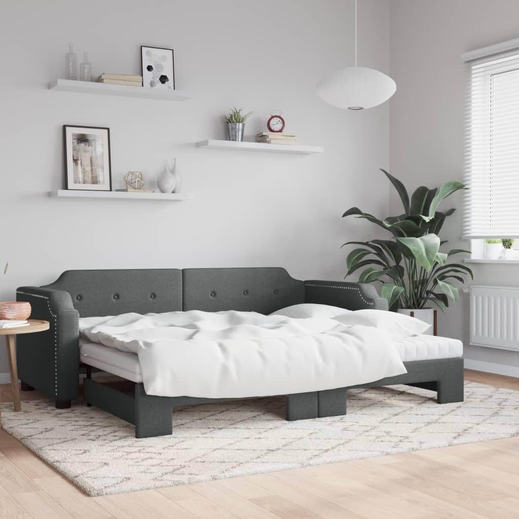 Sofá cama nido con colchón de 90x190 cm con doble somier para ahorrar espacio