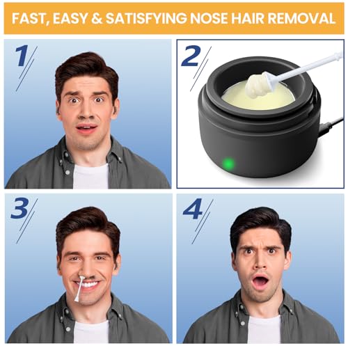 Image of SUERBEATY Ear Nose Wax Kit Men, Nose Hair Waxing Kit for Men, Ear Hair Removal Wax 100g, 20 Pcs Nose Applicator, 15-20 Times, Usb Rapid Heating, Constant Temperature, Painless, Black