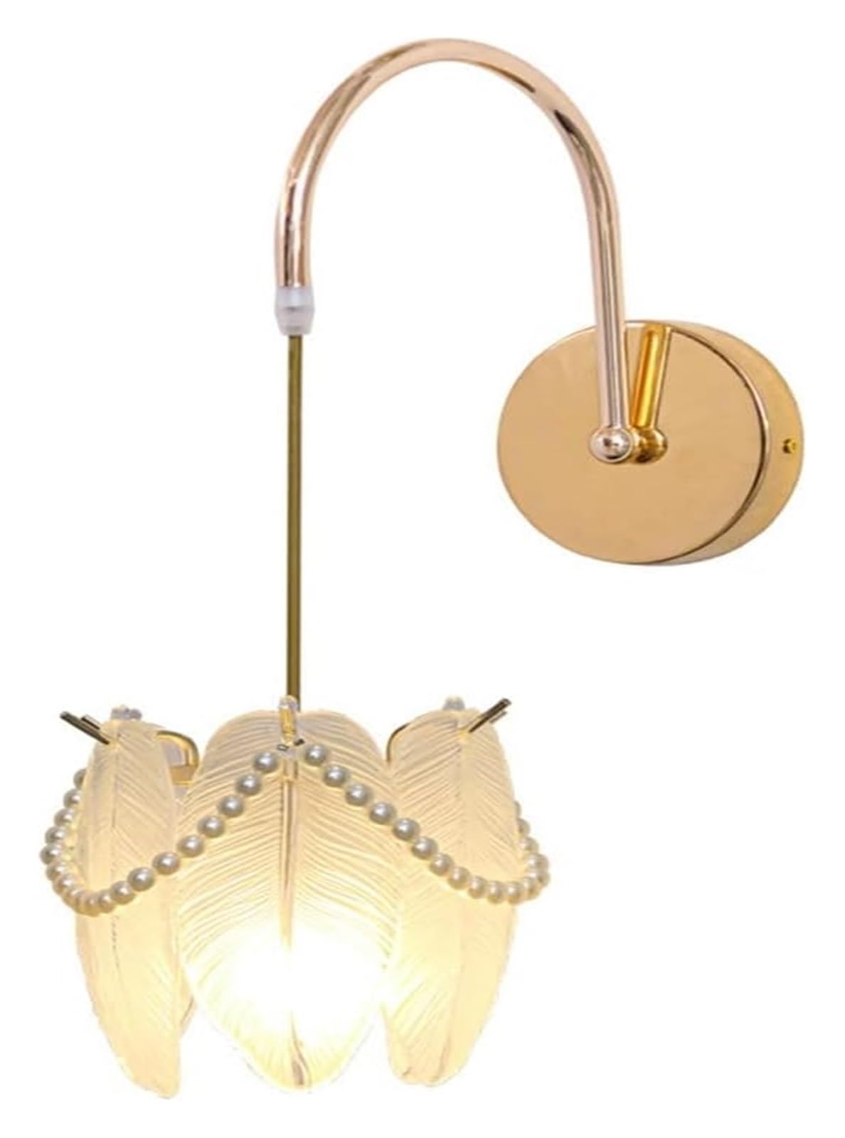 HYJAUSXB Wall Lamps Sconces Gold Metal Light with Glass Shade and Adjustable Hanging Wire Lighting E14 Bedroom Sconce Lamp Vanity for Bathroom Hallway Kitchen-20 * 20cm(20 20cm)