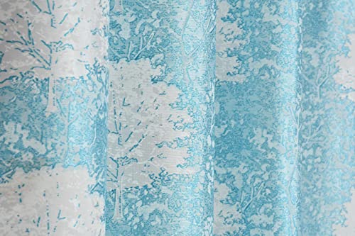 Image of Polyester Curtains 5 Feet Long Set of 2 for Window (Aqua 4 ft x 5 ft)