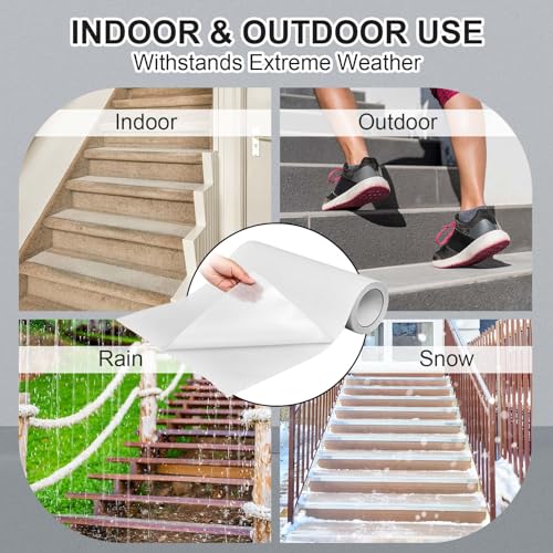 Image of Watersay 8 Inch x 20 ft Anti Slip Traction Tape Waterproof Clear Non Skid Tape Durable Grip and Friction Stair Non Slip Strips Abrasive Adhesive for Stairs Steps Ramp Outdoor Indoor