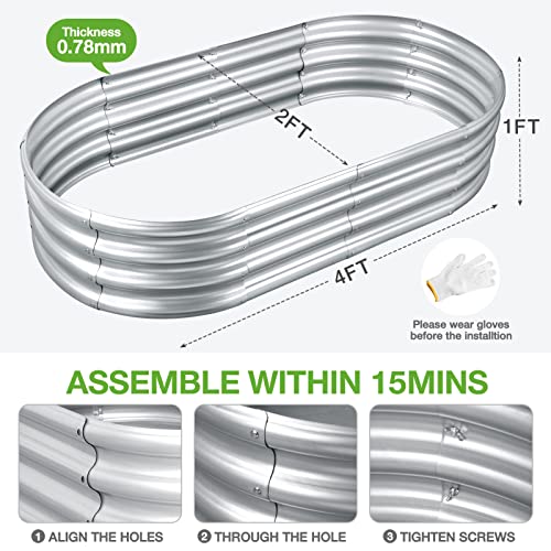 Galvanized Raised Garden Bed Kit, Metal Raised Garden Boxes Outdoor Oval Steel Bed Kit For Growing Vegetables/Flowers/Herbs (Silver-2Pcs) #TOP5