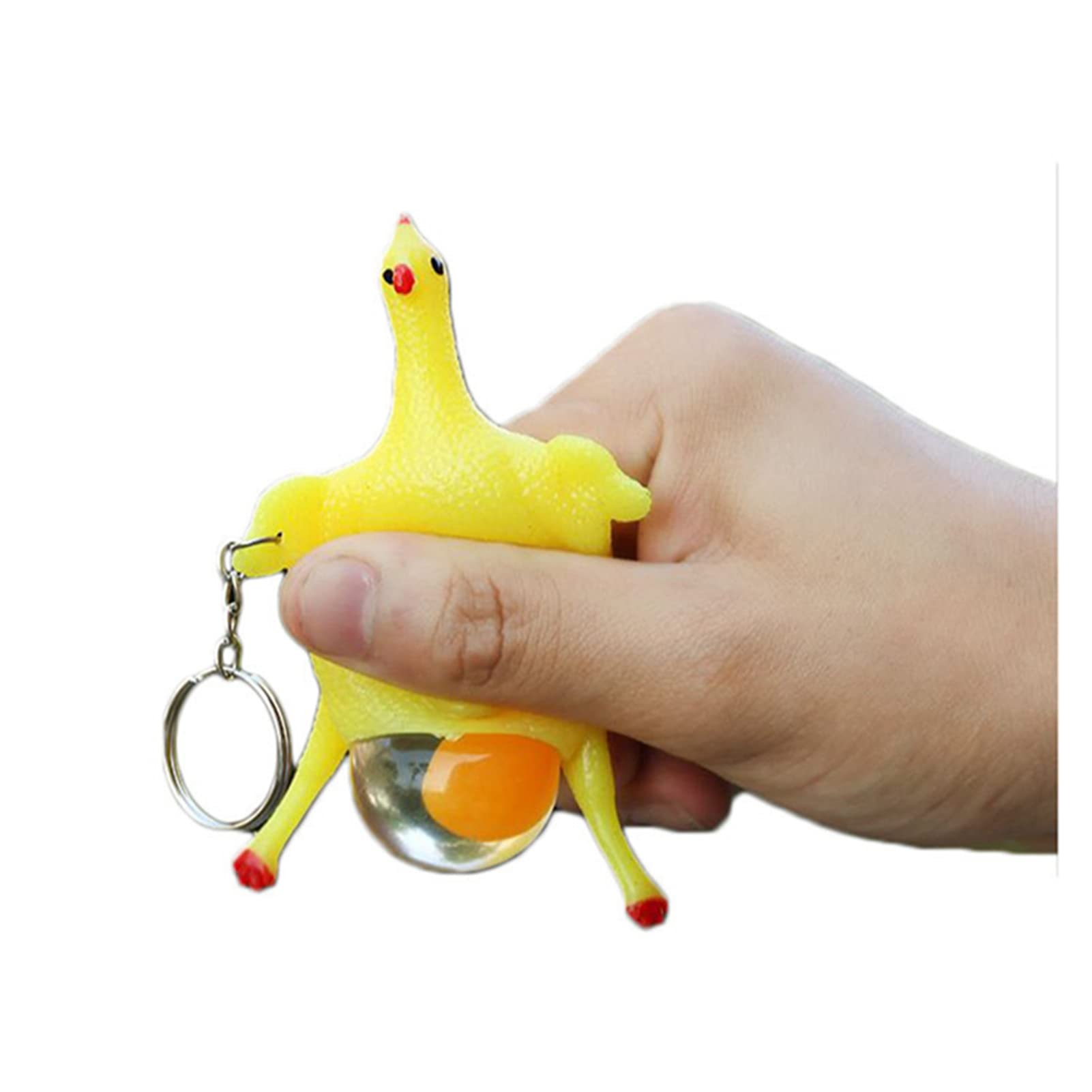 3 Pack Spoof, Tive Chicken Shape Stress Relief Toy Key Chain T Funny Gadgets Toys Vent Squeeze Children Birthday Whole Egg Laying Hens Crowded Latex Rubber