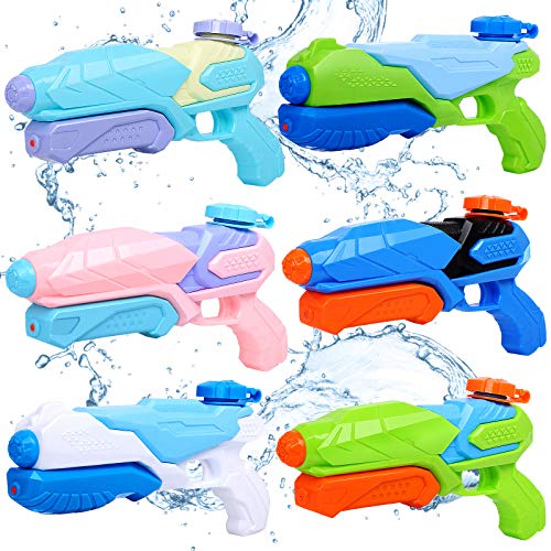 JUOIFIP Water Guns for Kids, 6 Pack Super Squirt Guns Water Soaker Blaster Long Range 200CC Toys Gifts for Boys Girls Children Adults Summer Swimming Pool Beach Sand Outdoor Water Fighting Play Toys
