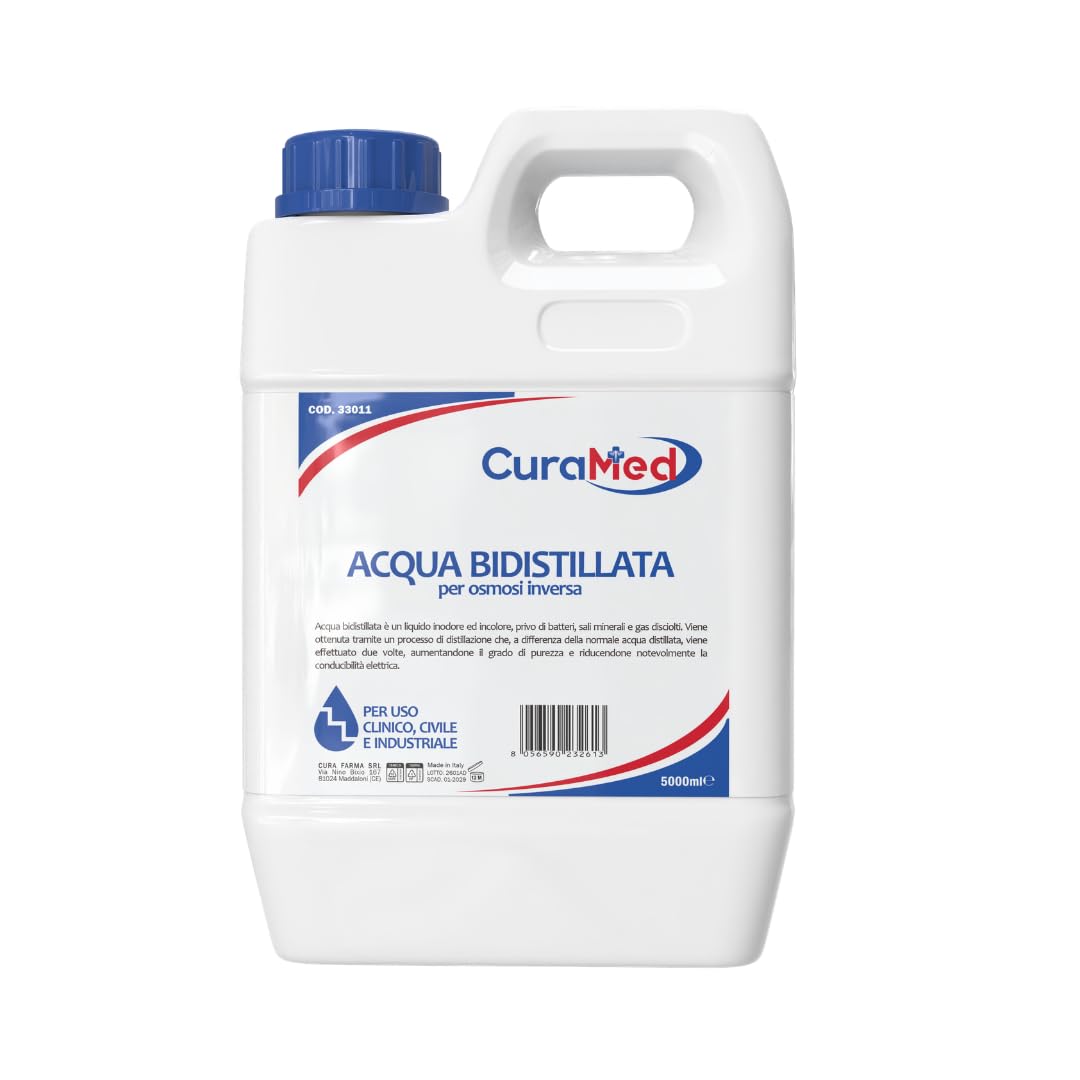 Cura Farma Acqua Bidistillata – Tappo A Vite con Sigillo di Sicurezza – 5lt – Originale