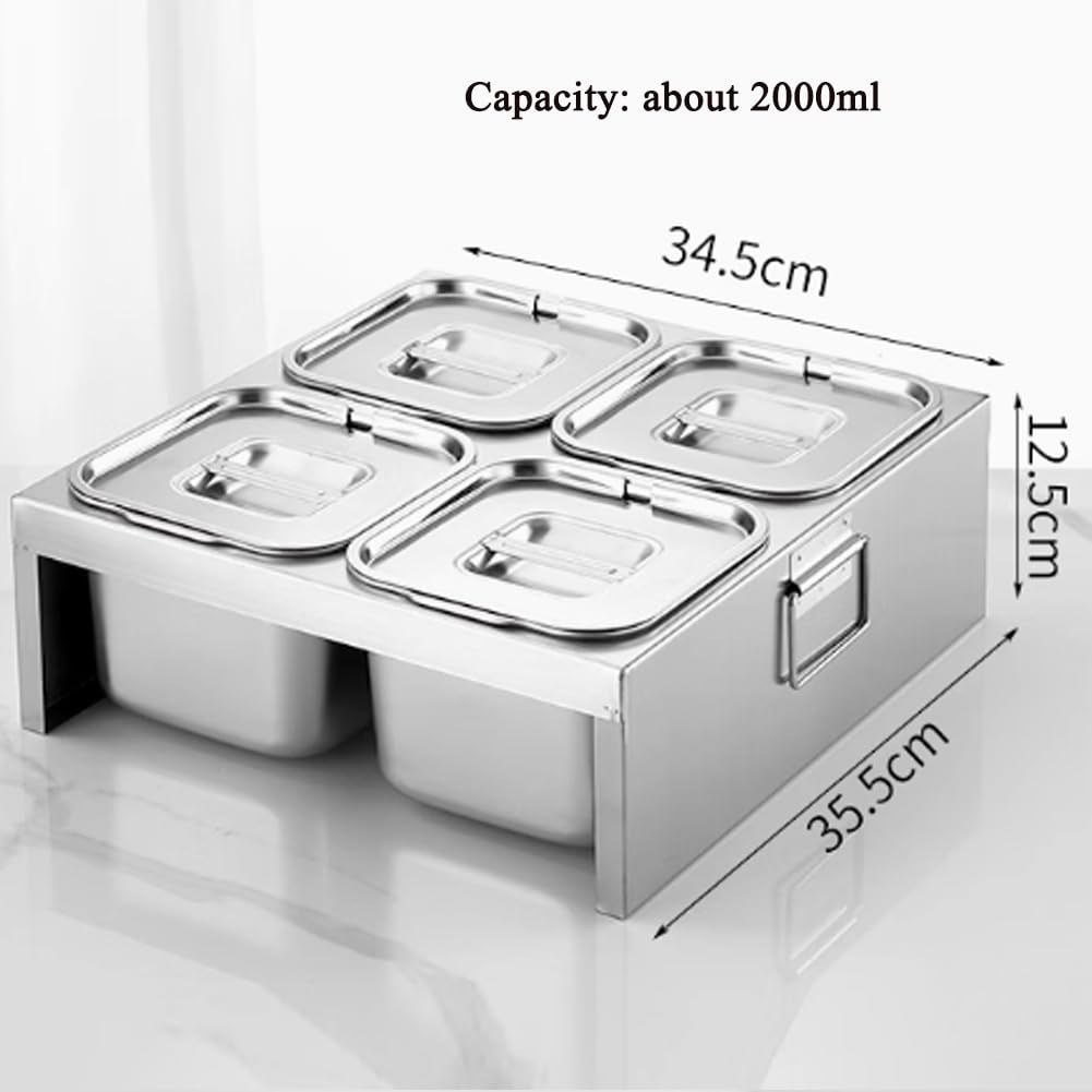 Servidor De Buffet, Contenedor para Ingredientes De Pizza, Contenedor De Acero Inoxidable con Tapa para Condimentos, Caja para Frutas Y Verduras, Apto para Hoteles Y Restaurantes.,B