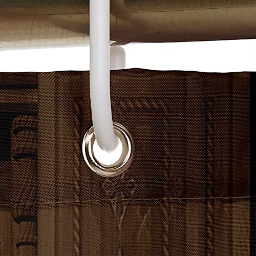 Rideau douche hydrofuge lavable avec crochet polyester brun - 3