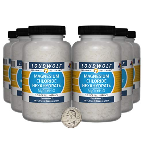 Magnesium Chloride Hexahydrate / 3 Pounds / 6 Bottles / 98+% Pure Reagent Grade/Fine Flakes