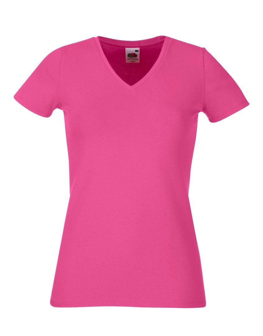 Fruit Of The Loom Women's Fuchsia V-Neck T Shirt, Xl Uk