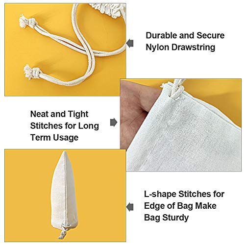 Bolsas de muselina de algodón blanco SumDirect tejidas para almacenamiento delicado 3