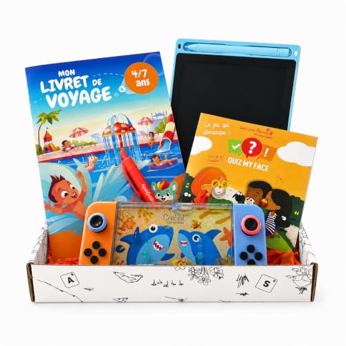 Jimily – Box Trajet en Voiture Enfant 4 à 7 Ans – Kit de Voyage sans Écran avec Tablette LCD, Activités, Jeux et Défis – pour Occuper Les Enfants Pendant Les Vacances et Longs Trajets