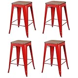 rosso, 42 x 42 x 77 cm Set di 4 sgabelli da bar Vintage Liv, colore rosso