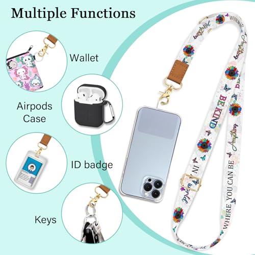 Image of Piefly Cell Phone Lanyard Crossbody Wrist Strap Adjustable for Women White | Travel Daily Cruise, Around the Neck, Hands-free, Universal, Fit Keys ID badge, Accessories, Compatible with Most Smartphones
