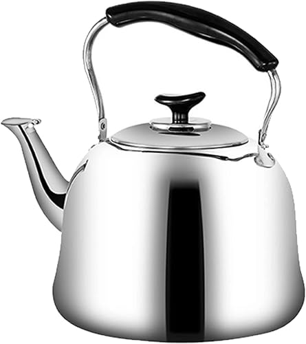 Hervidor de té silbante, estufa de hervidor de té de acero inoxidable de 2L con mango anti-caliente, ollas de té hirviendo de agua caliente para la