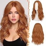 BARSDAR 18インチ ウェービーコッパーウィッグ - 女性用ミディアムレングス銅ウィッグ、ミドルパーツナチュラルソフトウェーブ合成ショルダーレングスウェーブウィッグコスプレパーティーハロウィンペニーワイズウィッグ