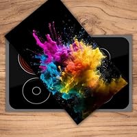 SMTDeco Herdabdeckplatte 30×52 cm – Mehr Arbeitsfläche, Spritzschutz & Schneidebrett – ESG Glas, kratzfest – für Induktion/Ceranfeld – 1-teilig, Motiv Farbe Explosion Schwarz – Ansicht 6