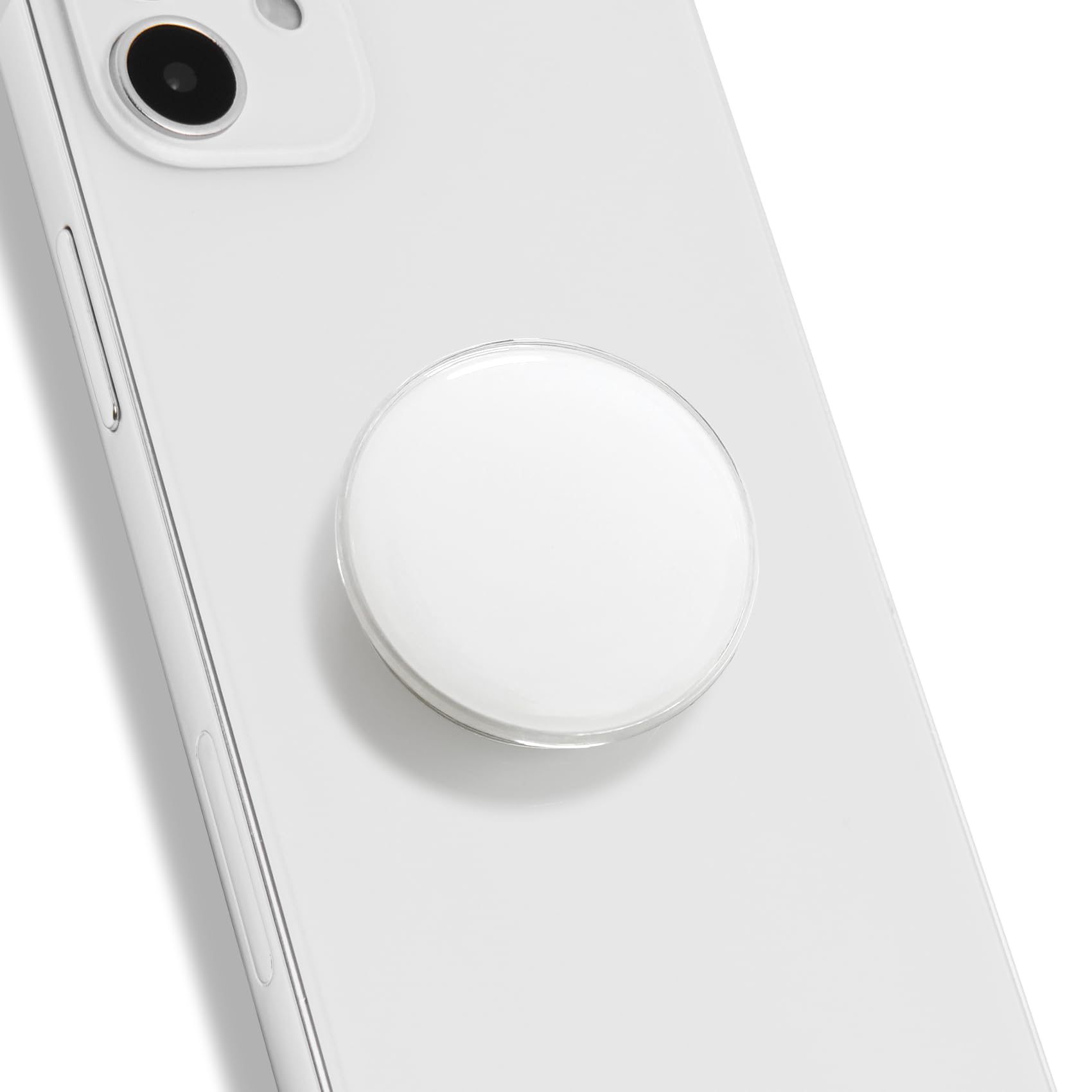 OnTheGrip Cute Solid Macaron Color Round Shape Collapsible Mobile Phone Grip Stand Holder for Smartphone Tablet Cell Phone Accessory (White)