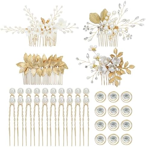Vintage Gold Color Hair Comb Pin Flower Leaf Hairpin For Brides Bridesmaids Headpieces Wedding Accessories Bridal Hair Jewelry