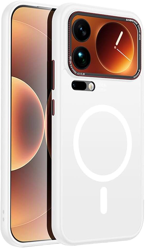 Capa magnética para Xiaomi 17 Pro Max/17 Pro/17, capa de policarbonato translúcida fosca à prova de choque, branca, 17 Pro Max