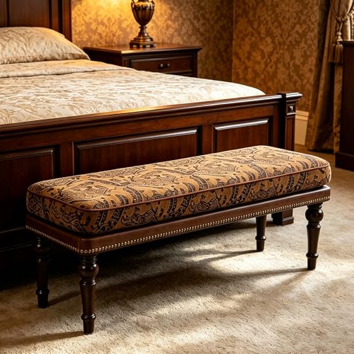 Forteek 47" Upholstered Bed End Bench for Bedroom, Vintage Bed Bench