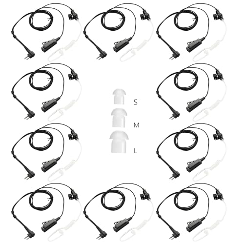 Compatible with Motorola CP200 CP200D Earpiece, Compatible with Motorola BPR40 CP100D CP185 RDM2070D Two Way Radio Headset Walkie Walkie Surveillance Kit Police Headphones (10 Packs)