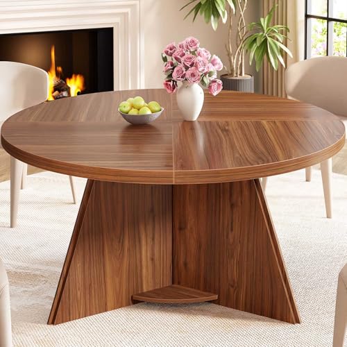 LVB Walnut Round Dining Table, Dinner Tables for 4, Dining