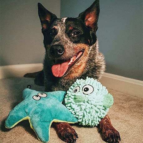 Smartpetlove Snuggle Puppy Tender-Tuffs Ball - Round Pufferfish Tough Dog Toy - Cute And Fun Plush Ball With Squeaker #TOP7