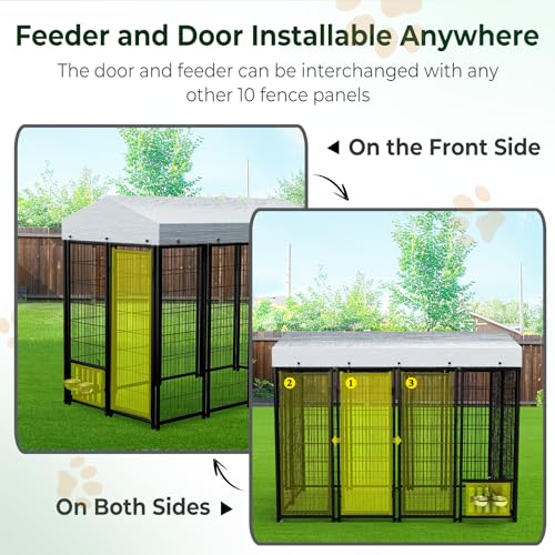 image for Lyromix Outdoor Dog Kennel with Waterproof Roof Cover, Outside Dog Ken